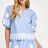 Strut & Bolt - Flower Embroidery Cotton Top