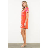 THML - Embroidered Short Sleeve Mini Dress