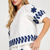 Strut & Bolt - Flower Embroidery Cotton Top