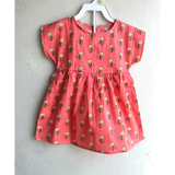 The Indian Bazaar - Girls Dress - Kimono Sleeve Round Neck - Peach green Floral