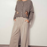 Urban Daizy - Western Horse Graphic Ribbed Trim Crew Neck Cardigan