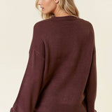 Doe and Rae - HELLO FALL Letter Embroidered Oversize Sweater - 43995T-2