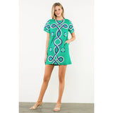 THML - Embroidered Short Sleeve Mini Dress