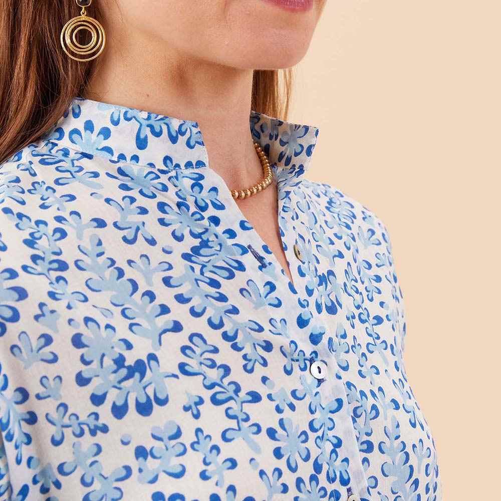 rockflowerpaper - FLORAL KELP OCEAN Button Down Beach Tunic