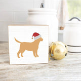 Rustic Marlin - Golden Santa Dog Decorative Wooden Block