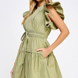 Strut & Bolt - Flutter Sleeve Poplin Mini Dress