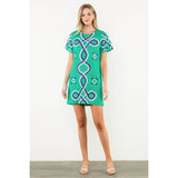 THML - Embroidered Short Sleeve Mini Dress