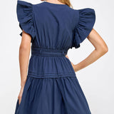 Strut & Bolt - Flutter Sleeve Poplin Mini Dress