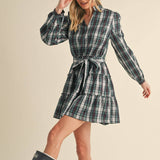 &MERCI - PLAID MINI DRESS WITH TIERED RUFFLE TRIM MDR3538