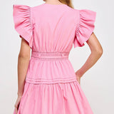 Strut & Bolt - Flutter Sleeve Poplin Mini Dress
