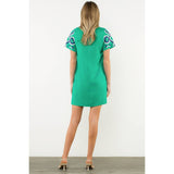 THML - Embroidered Short Sleeve Mini Dress