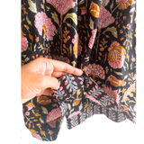 The Indian Bazaar - Girls Flutter Sleeve Midi Dress- Charcoal and Pink Magnolia