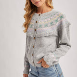 Bluivy - BUTTON FRONT FAIR ISLE KNIT SWEATER TOP