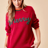 Doe and Rae - MERRY METALIC EMBROIDERY SWEATER TOP - 43998T