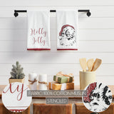 VHC Brands - Kringle Chenille Holly Jolly White Muslin Tea Towel Set of 2 19x28