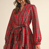 &MERCI - PLAID MINI DRESS WITH TIERED RUFFLE TRIM MDR3538