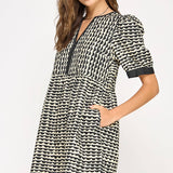 Strut & Bolt - Scallop Print Puff Sleeve Mini Dress