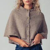Urban Daizy - Wool Blend Button-Front Sweater Cape