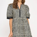 Strut & Bolt - Scallop Print Puff Sleeve Mini Dress
