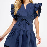 Strut & Bolt - Flutter Sleeve Poplin Mini Dress