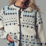 Urban Daizy - Nordic Pattern Button-Up Knit Cardigan