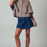 Urban Daizy - Wool Blend Button-Front Sweater Cape