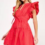 Strut & Bolt - Flutter Sleeve Poplin Mini Dress