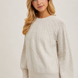 Bluivy - CREW NECK CABLE KNIT SWEATER