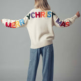 Urban Daizy - Rainbow Lettering Christmas Knit Sweater