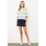 THML - Striped Puff Sleeve Knit Top