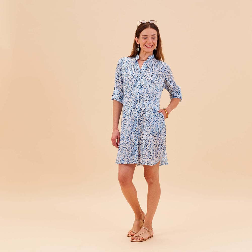 rockflowerpaper - FLORAL KELP OCEAN Button Down Beach Tunic