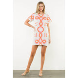 THML - Embroidered Short Sleeve Mini Dress