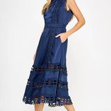 Strut & Bolt - Scallop Edge Crochet Trim Satin Midi Dress