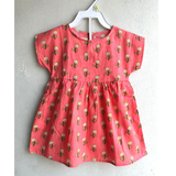 The Indian Bazaar - Girls Dress - Kimono Sleeve Round Neck - Peach green Floral