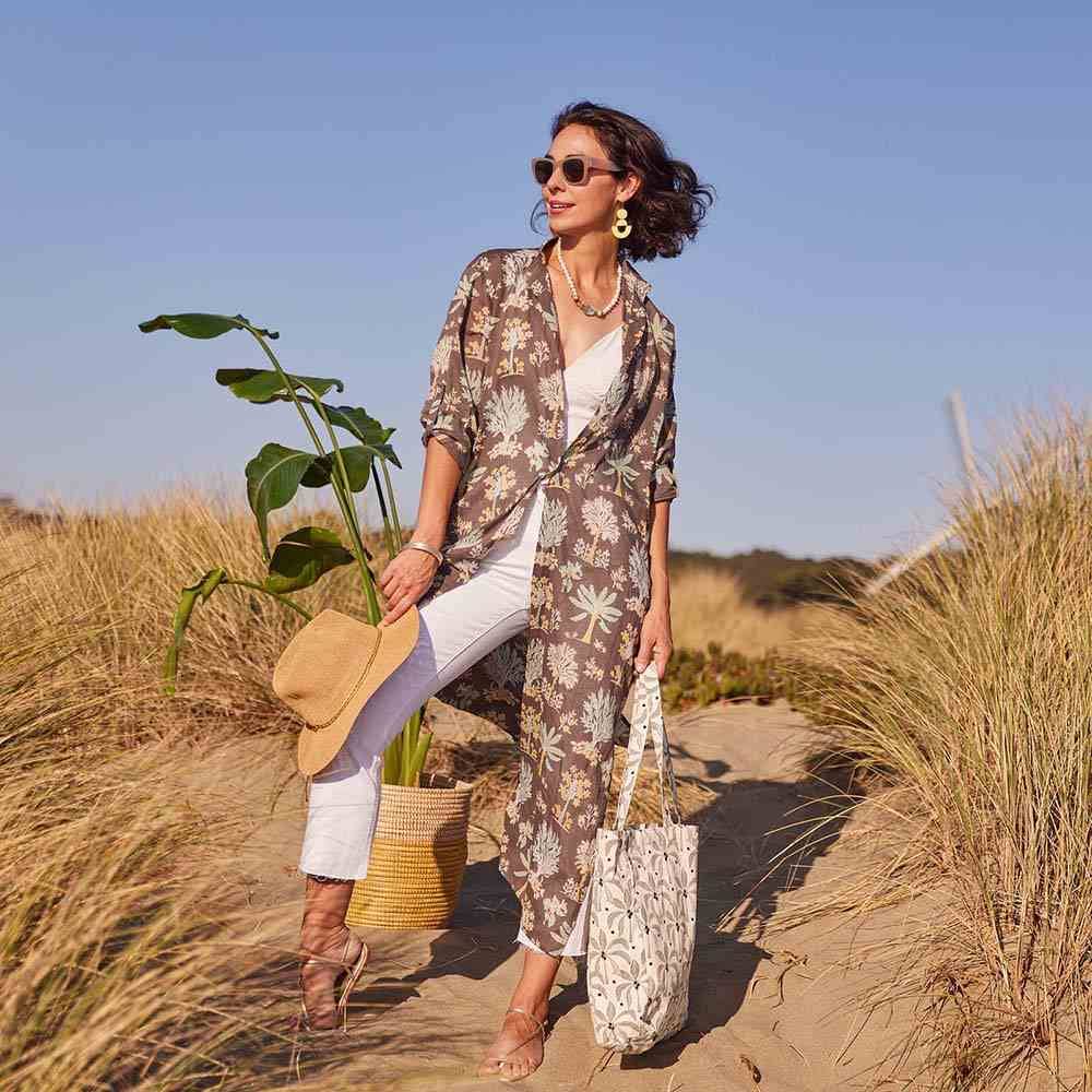 rockflowerpaper - ISLAND GREY Palm Shirt Dress