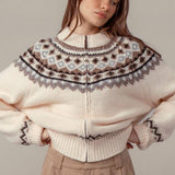 Urban Daizy - Nordic Zip-Up Wool Blend Cardigan