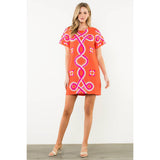 THML - Embroidered Short Sleeve Mini Dress