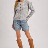 Bluivy - BUTTON FRONT FAIR ISLE KNIT SWEATER TOP