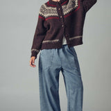 Urban Daizy - Fair Isle Nordic Toggle Knit Cardigan