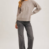 Bluivy - CREW NECK CABLE KNIT SWEATER