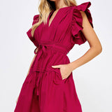 Strut & Bolt - Flutter Sleeve Poplin Mini Dress