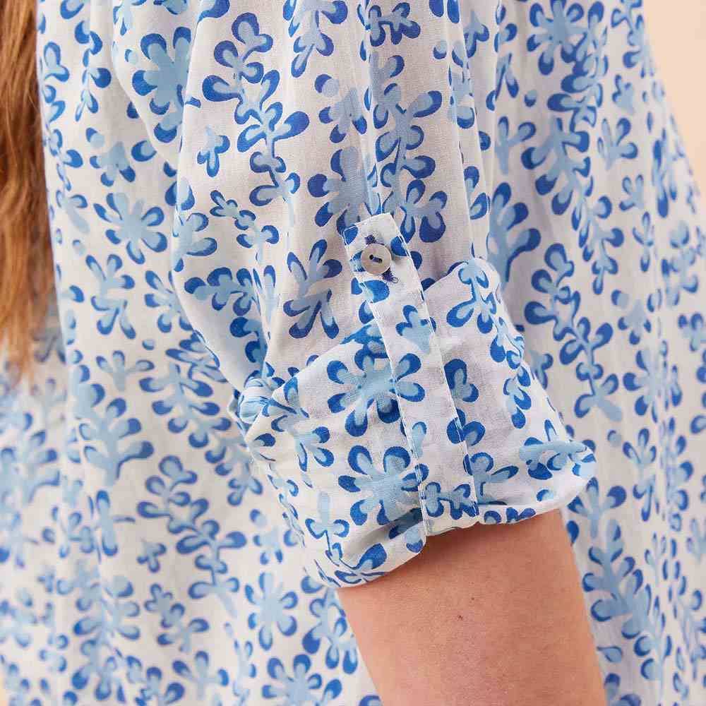 rockflowerpaper - FLORAL KELP OCEAN Button Down Beach Tunic