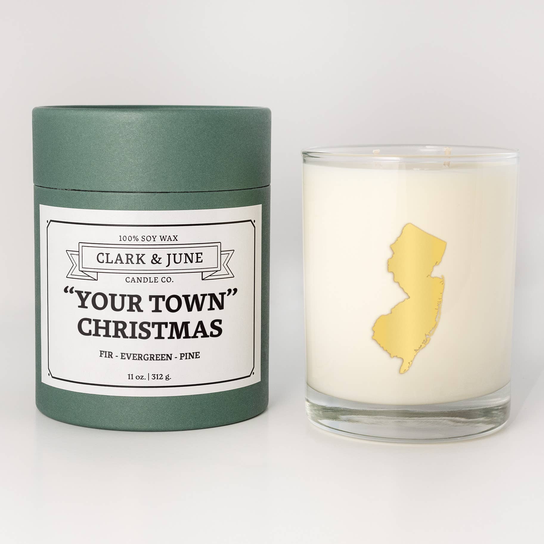 Clark & June Candle Co. - "Your Town" Christmas Custom 11oz Soy Candle All States