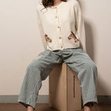 Urban Daizy - Western Horse Graphic Ribbed Trim Crew Neck Cardigan