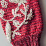 Urban Daizy - Floral Embroidered Striped Knit Sweater