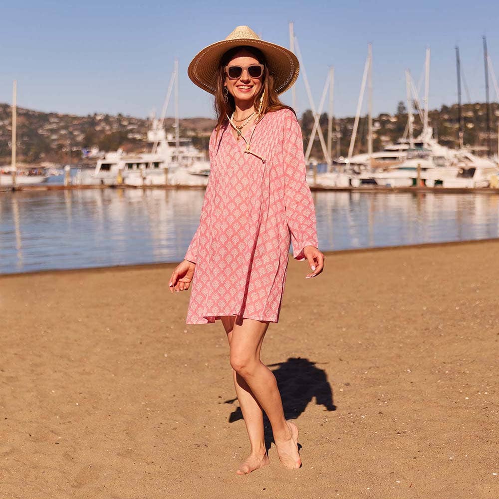rockflowerpaper - FIFER PINK Pintuck Beach Coverup