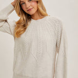 Bluivy - CREW NECK CABLE KNIT SWEATER
