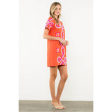 THML - Embroidered Short Sleeve Mini Dress