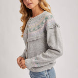 Bluivy - BUTTON FRONT FAIR ISLE KNIT SWEATER TOP