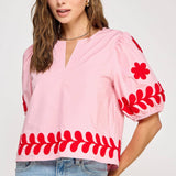 Strut & Bolt - Flower Embroidery Cotton Top